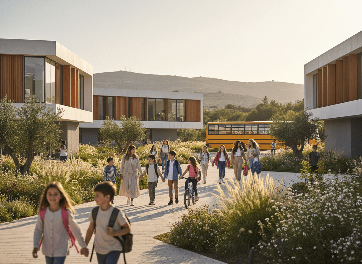 Leafy residential street in Kifisia with modern low-rise apartments and lush greenery