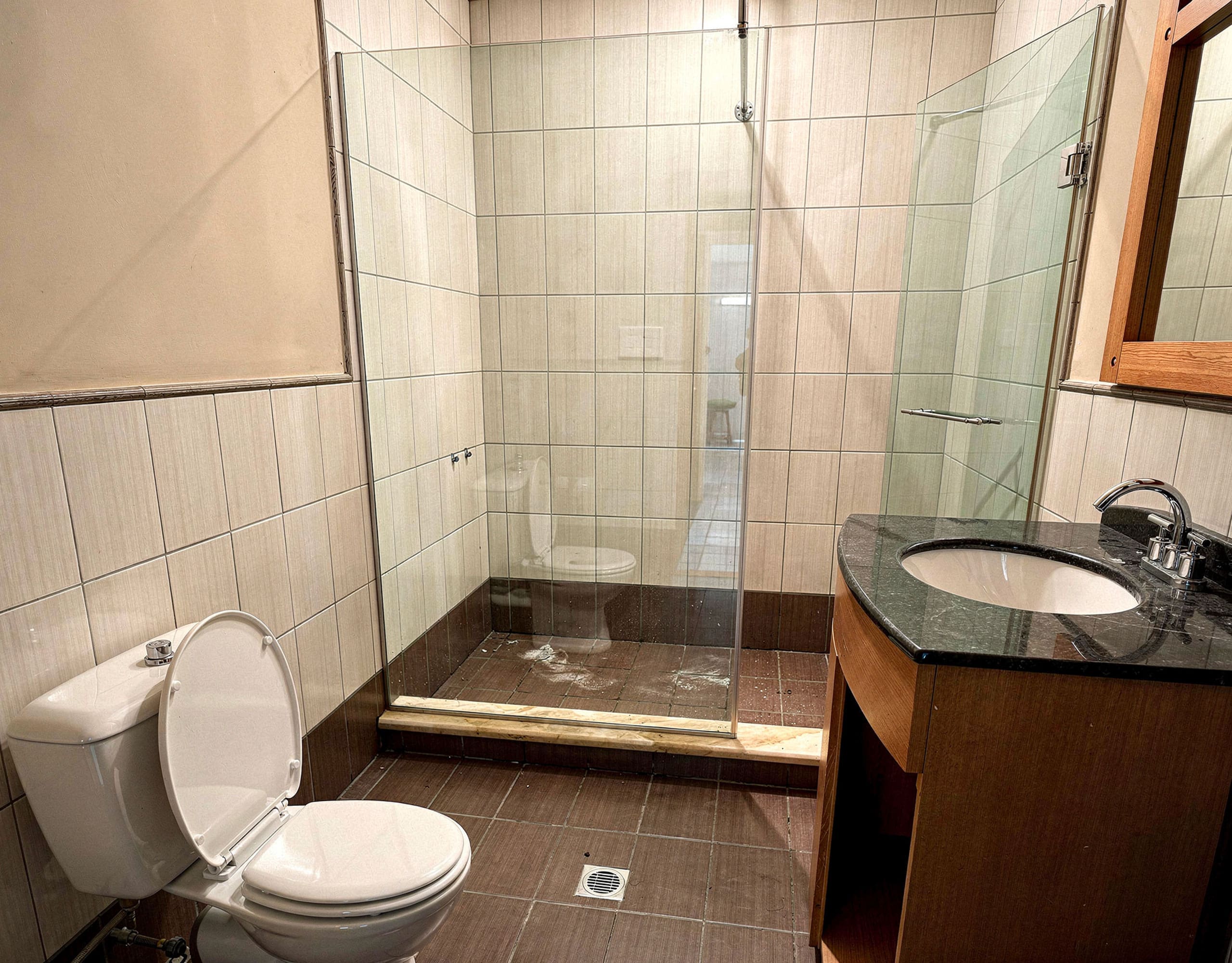 Bathroom with walk-in shower and WC in the Eretria maisonette