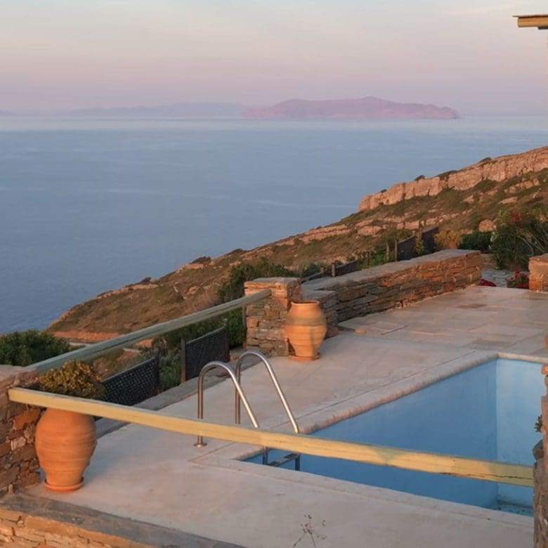 Private pool at sunset with Aegean view in Kea (Tzia)