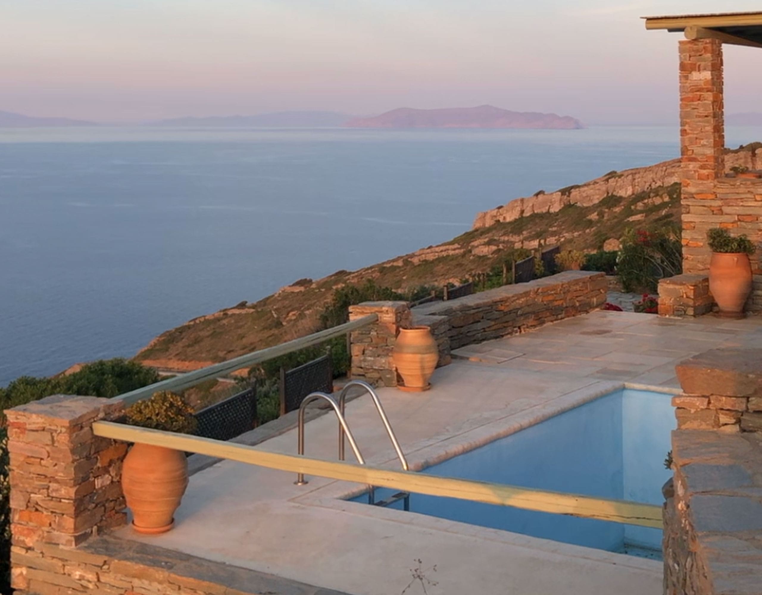 Private pool at sunset with Aegean view in Kea (Tzia)