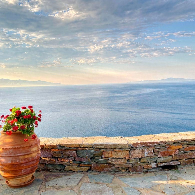 Aegean sea view from the terrace in North Kea (Tzia)