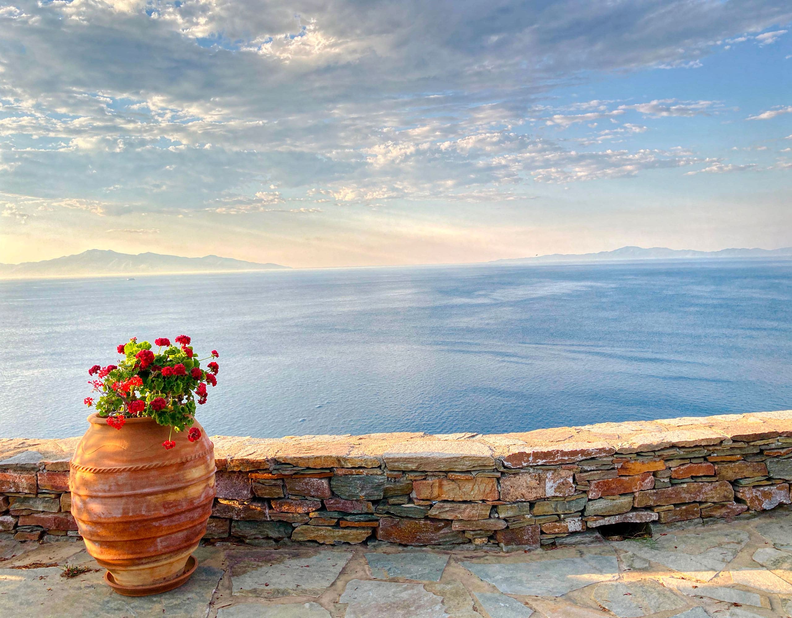 Aegean sea view from the terrace in North Kea (Tzia)