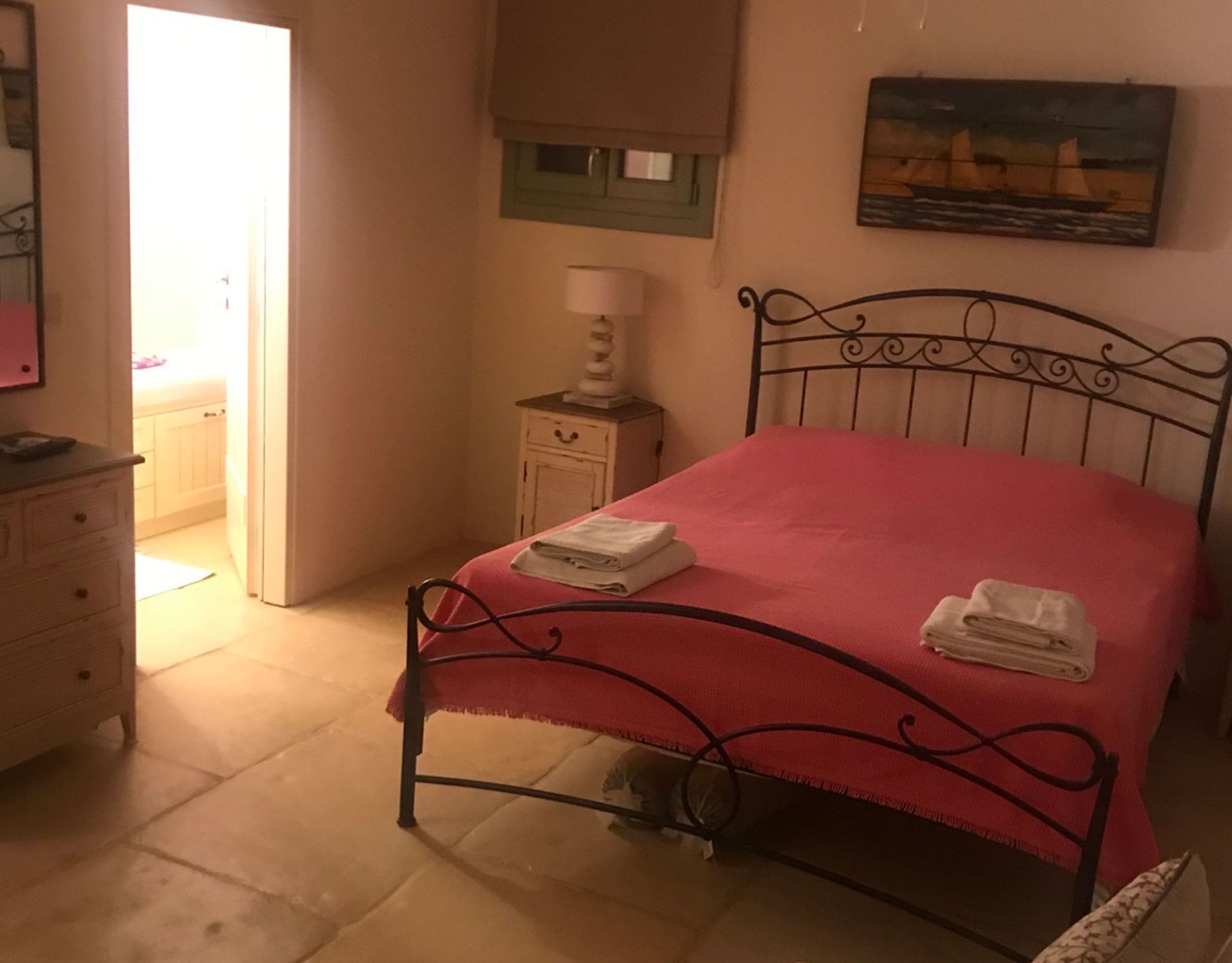 Bedroom with double bed in Kea (Tzia) luxury maisonette