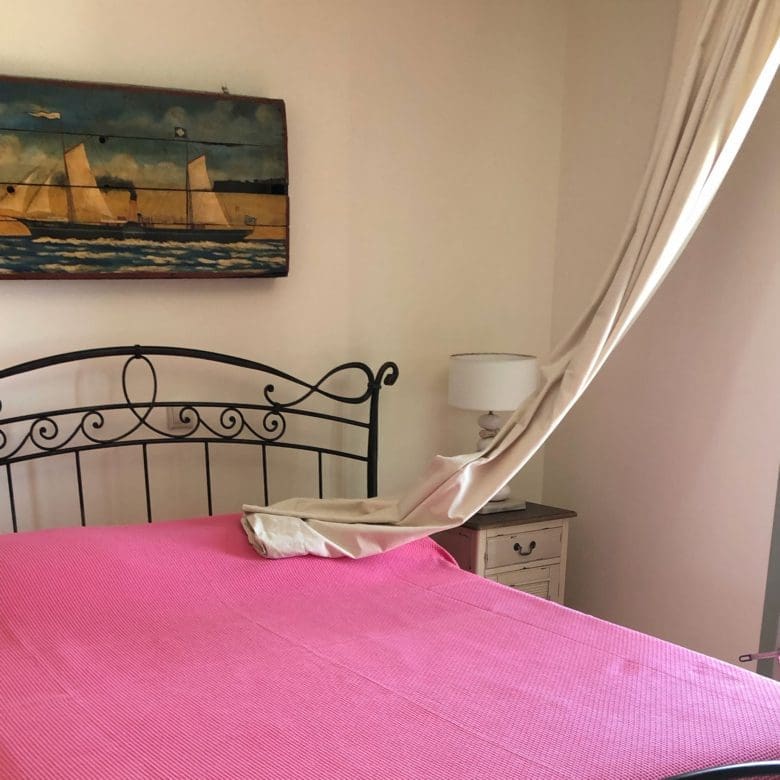Bedroom interior in luxury maisonette in Kea (Tzia), Greece