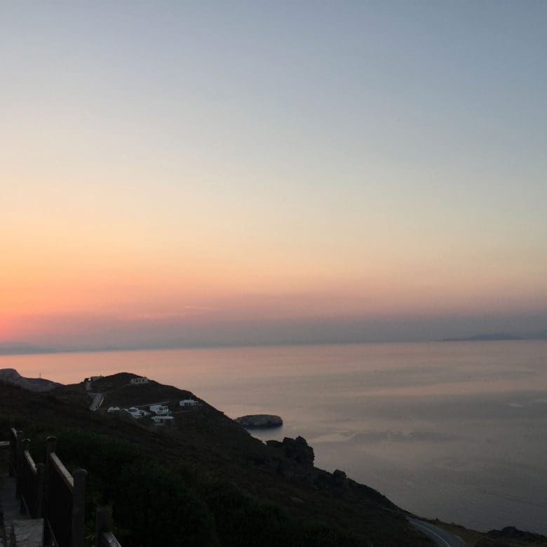 Front exterior of the stone-clad maisonette in Kea (Tzia), Greece